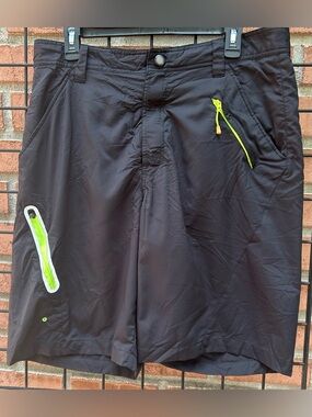 Reel Legends Black Athletic Shorts with Lime Accent